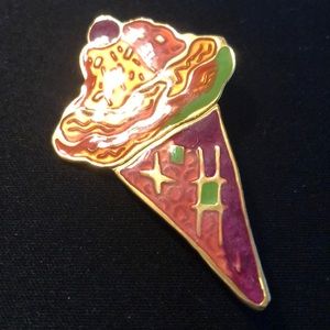 ICE CREAM CONE PIN Brooch - Purple Orange Green